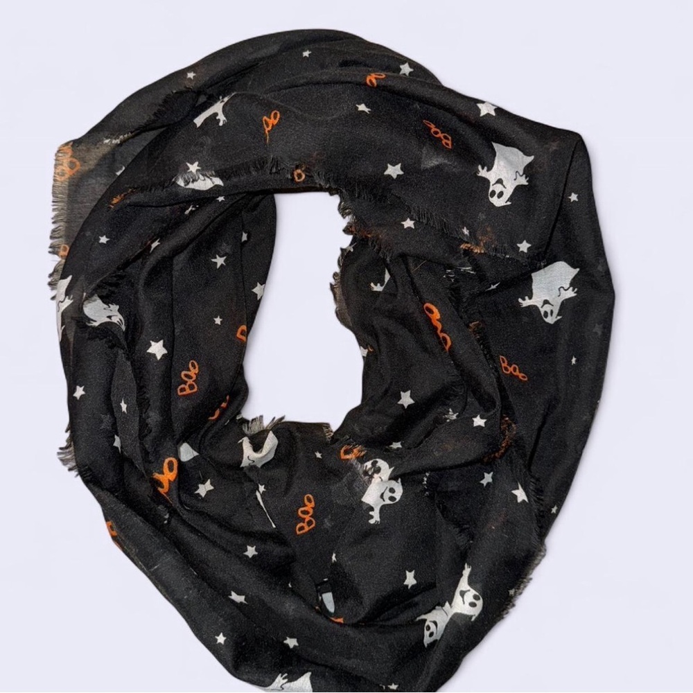 Black Ghost Print Scarf